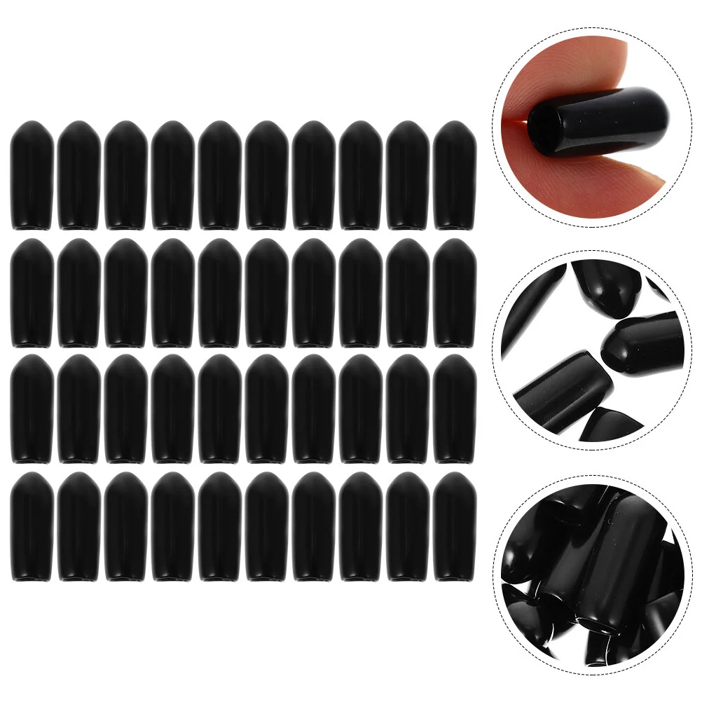 

100 Pcs Headband Foot Cover Black Headwear Supplies Hair Clasp Ending Covers DIY Accessories Toes Parts Rubber Hoops Sleeves