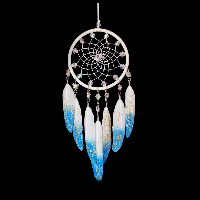 

Auto parts universal feather crystal fashion creative wind catcher net rearview mirror home party festival decoration goddess