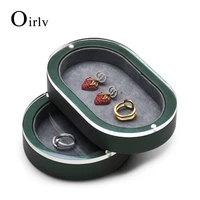 oirlv new jewelry green box makeup storage box ring box imported pu leather jewelry display box display