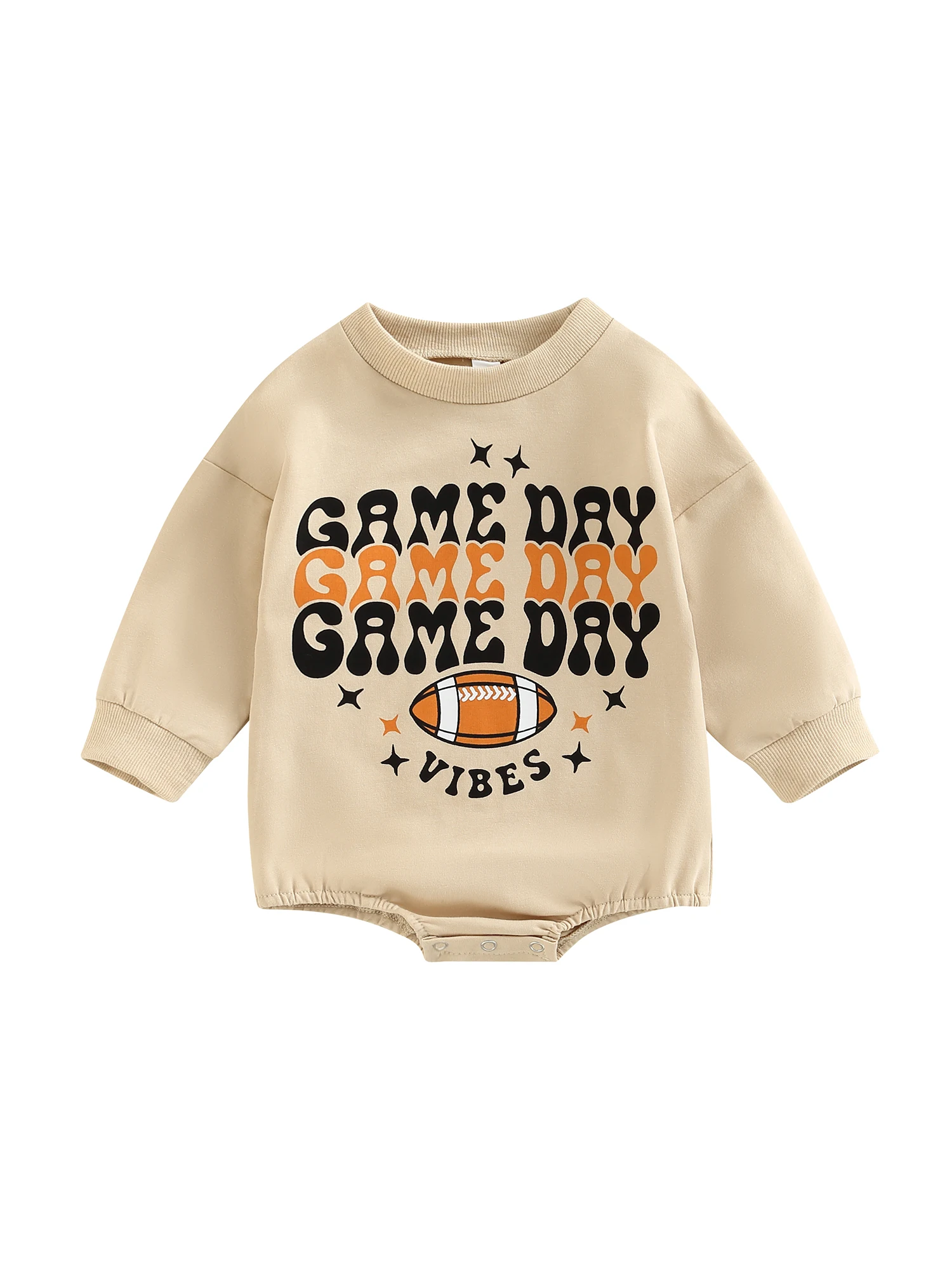 

Baby Boy Girl Football Season Romper Sweatshirt Funny Letters Print Long Sleeve Bodysuit Fall Winter Clothes