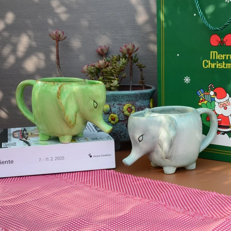 Креативная керамическая кружка в стиле ретро под старину виде слона Мультяшные