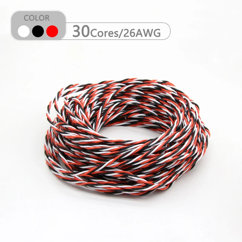 Фото 5/10/20 м 22AWG 26awg 30/60 сердечник 3-ходовой поворотный удлинитель сервопривода JR Futaba витой провод для радиоуправляемой модели №3