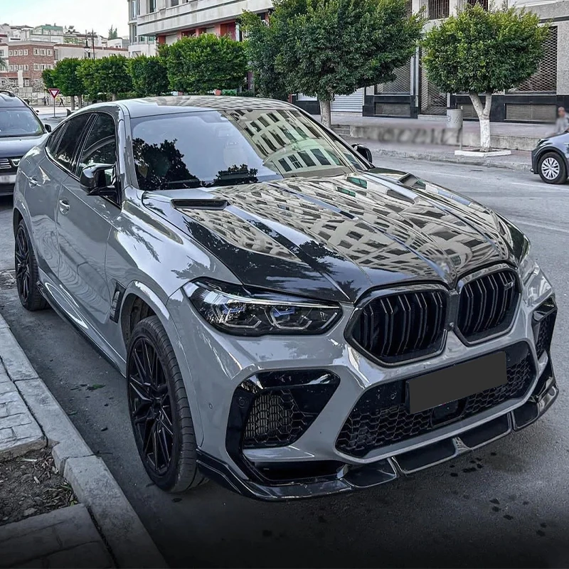 Углеродное волокно для BMW X6M F96 2019 + сплиттер переднего бампера передняя губа
