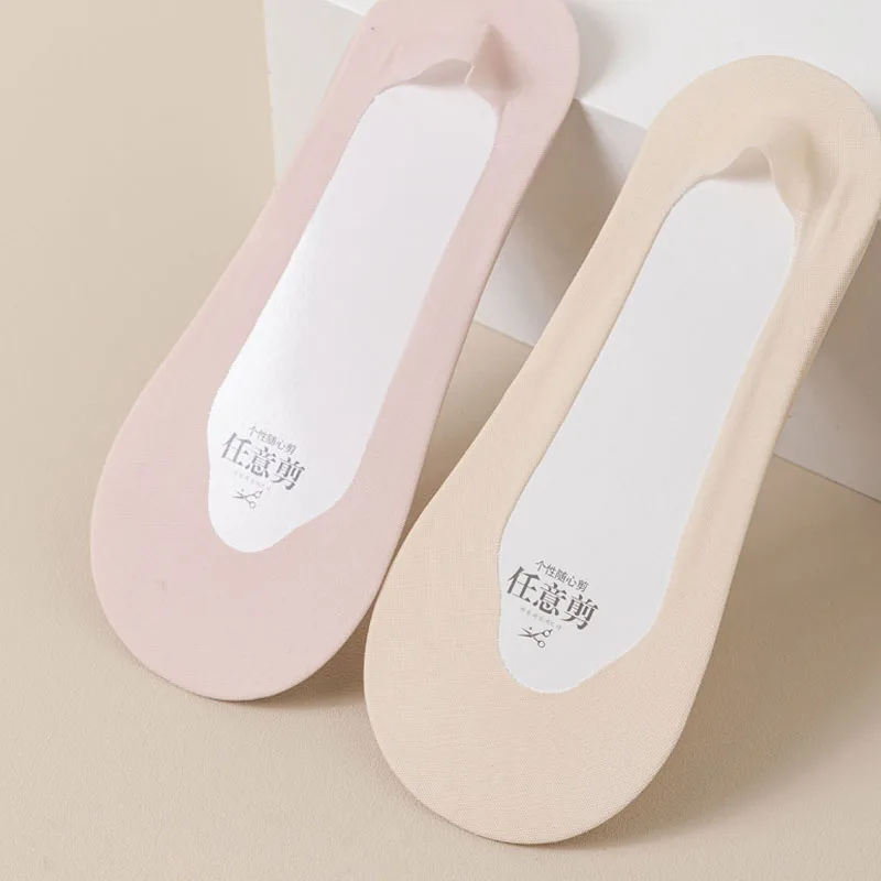 Women Summer Socks Invisible No Show Ultra-thin Breathable Silicone Anti-slip Solid Girls High Heels Ice Silk Low Cut Boat Socks