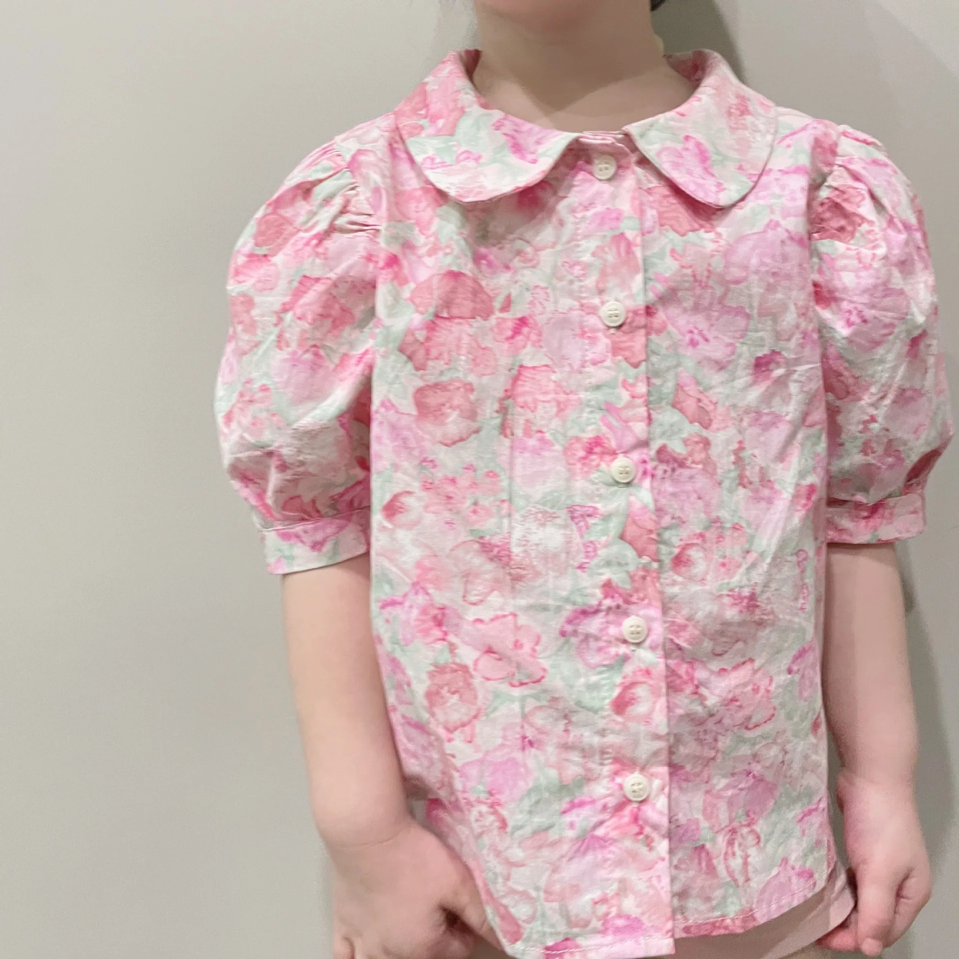 

Весенняя детская одежда, повседневная футболка с изображением сломанных цветов, корейское издание, 2022