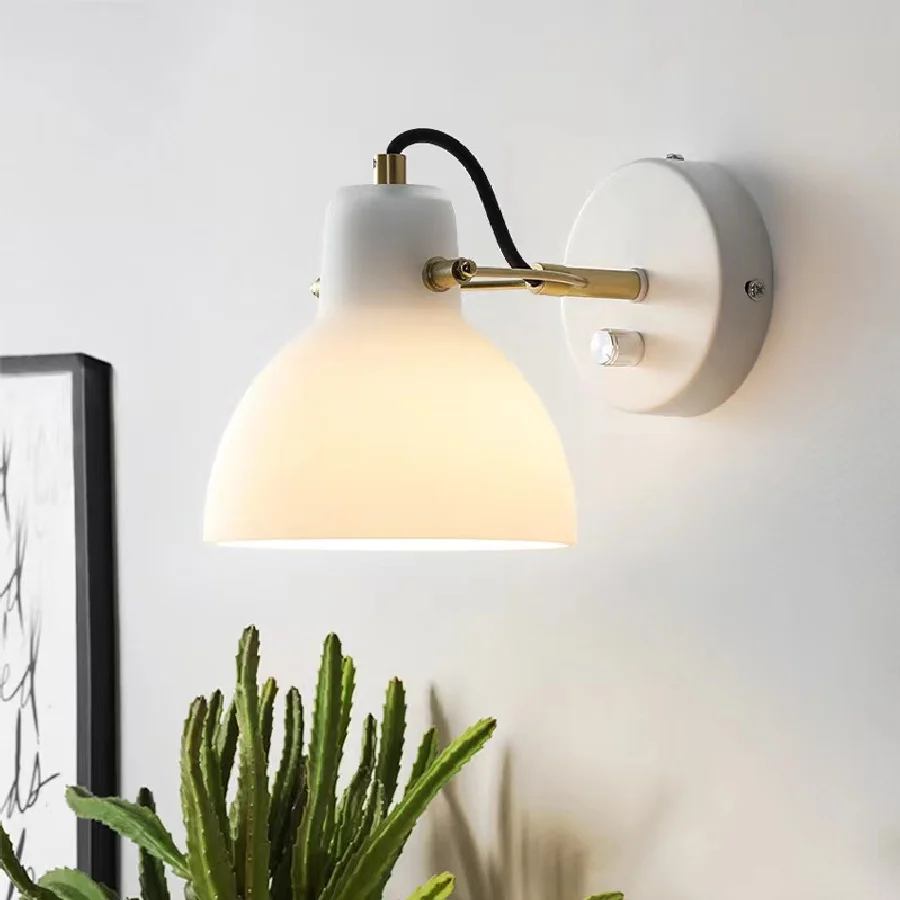 

Modern Designer Minimalist Wall Lamp Interior White Jade Atmosphere Lamp Living Hall Bedroom Study Room Adjustable Wall Light