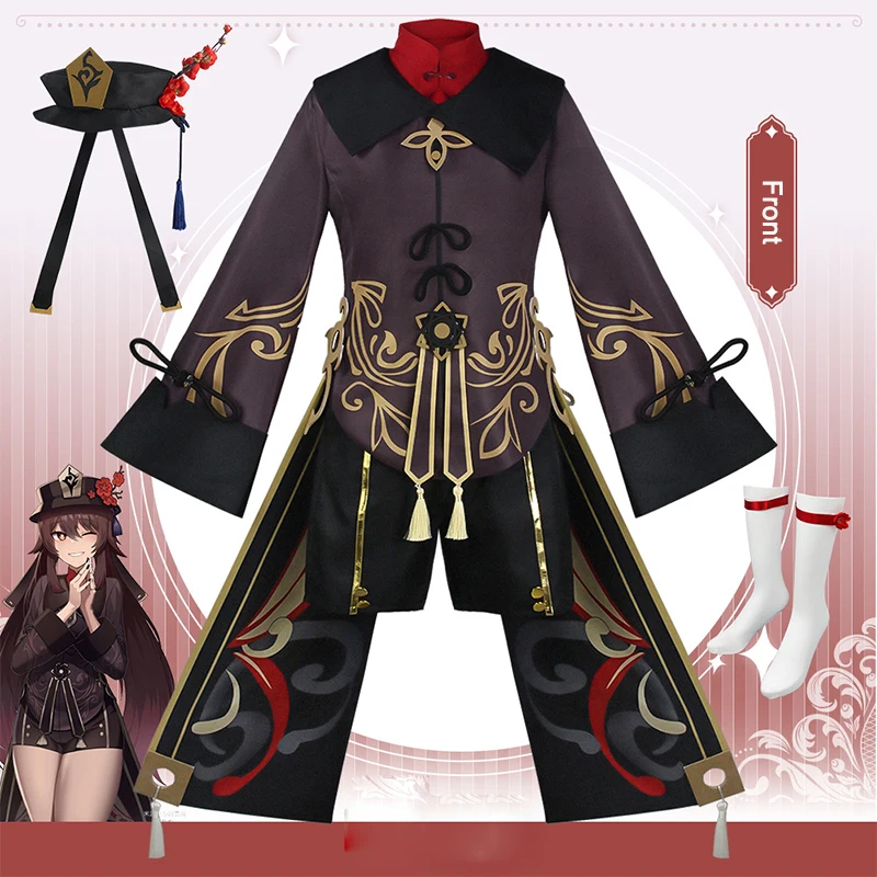 

Genshin Impact Hutao Cosplay Costume Uniform Wig and Shoes Cosplay Anime Game Hu Tao Chinese Style Halloween Costumes for Women