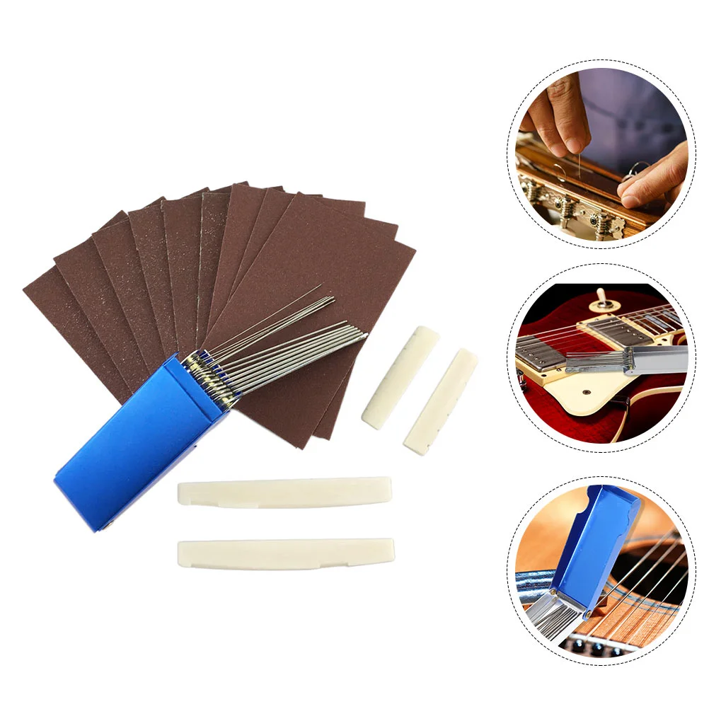 14 шт. гитарные гайки, шлифовальная бумага, напильник, инструменты для полировки гитары (разные цвета)