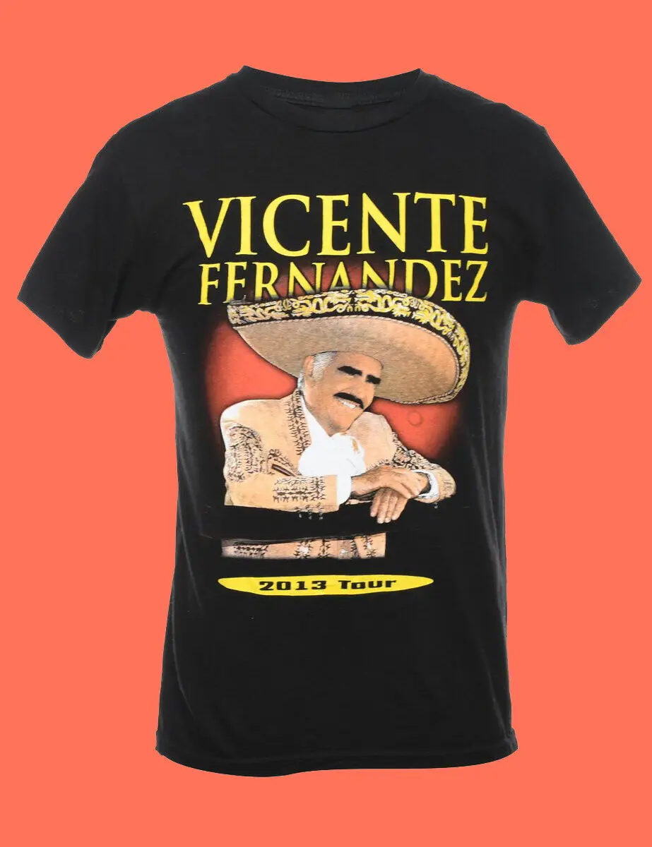 Винтажная хлопковая черная унисекс футболка VICENTE fernanдес 2013