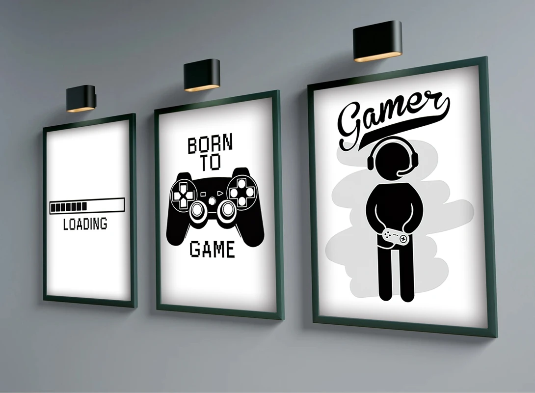 Gaming Zone Canvas posters Funny Game Quote Wall Art Paintin