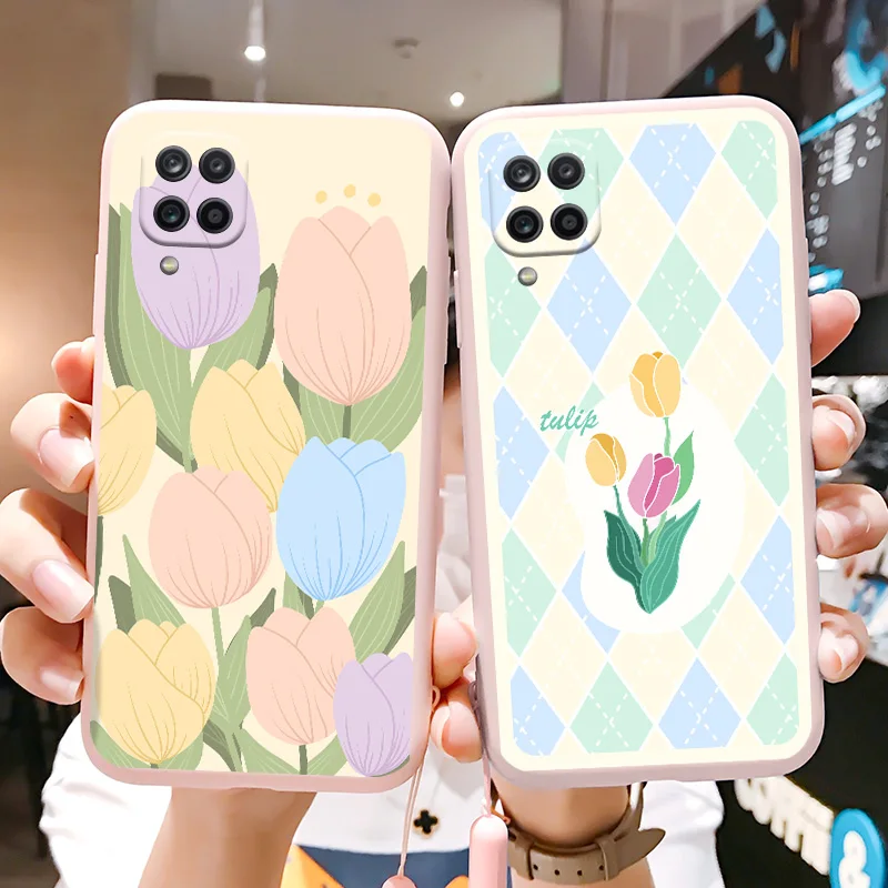 

Fashion Hand Lanyard Phone Cases For Samsung Galaxy A12 5G A02S A03S A21S A50 A50S A30S A51 A52 A71 A72 A32 Silicone Soft Case