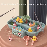 montessori fishing game bath toy electric rotating fishing pond light and music kids magnetic fishing water toy for boys