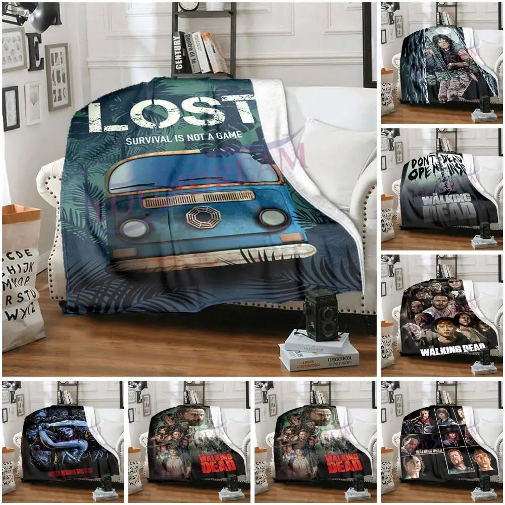 

Плед из серии Ходячие мертвецы, мягкое теплое одеяло, ужасное одеяло с принтом, тонкое фланелевое одеяло для дивана, подарок