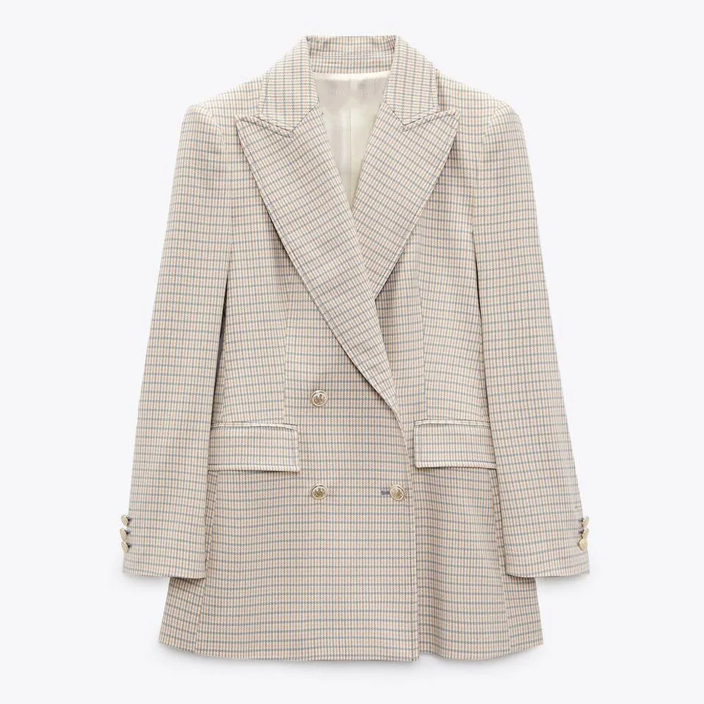 

Женский двубортный пиджак PB & ZA, элегантный повседневный Приталенный пиджак с длинным рукавом, весна-лето 2022