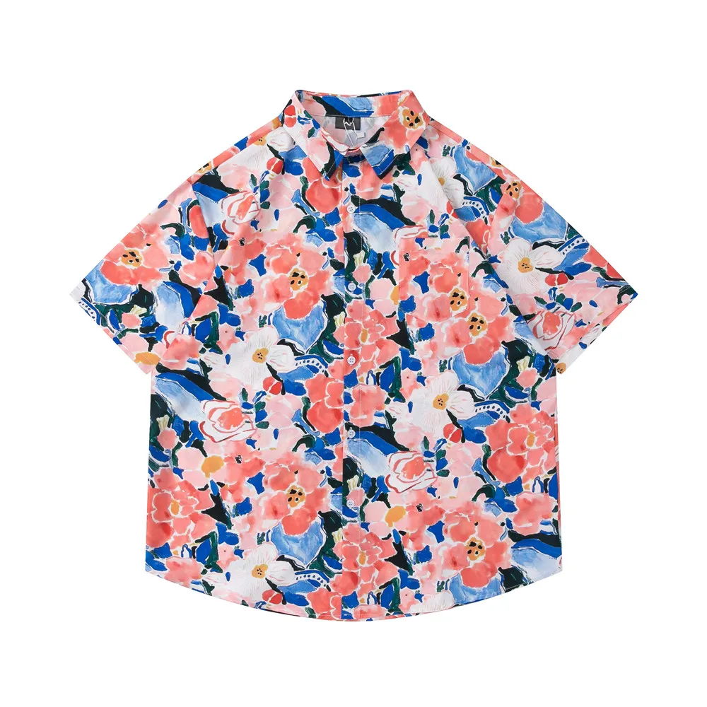 

OSCN7 Casual Printed Short Sleeve Shirt Men Street 2022 Hawaii Beach Oversize Women Fashion Harujuku Shirts for Men D5508