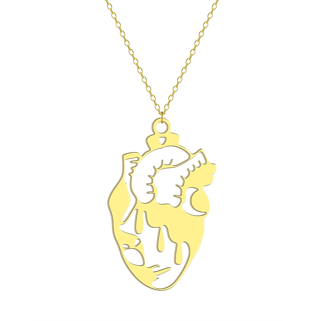 

Stainless Steel Ladies Face Heart Pendant Heart Necklace Party Gift