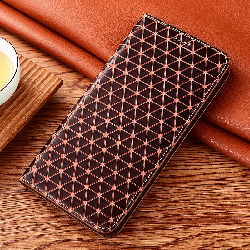 grid retro genuine leather flip case for infinix hot 9 10 10i 10t 10s nfc 11 11s play pro phone case magnetic cover free global shipping