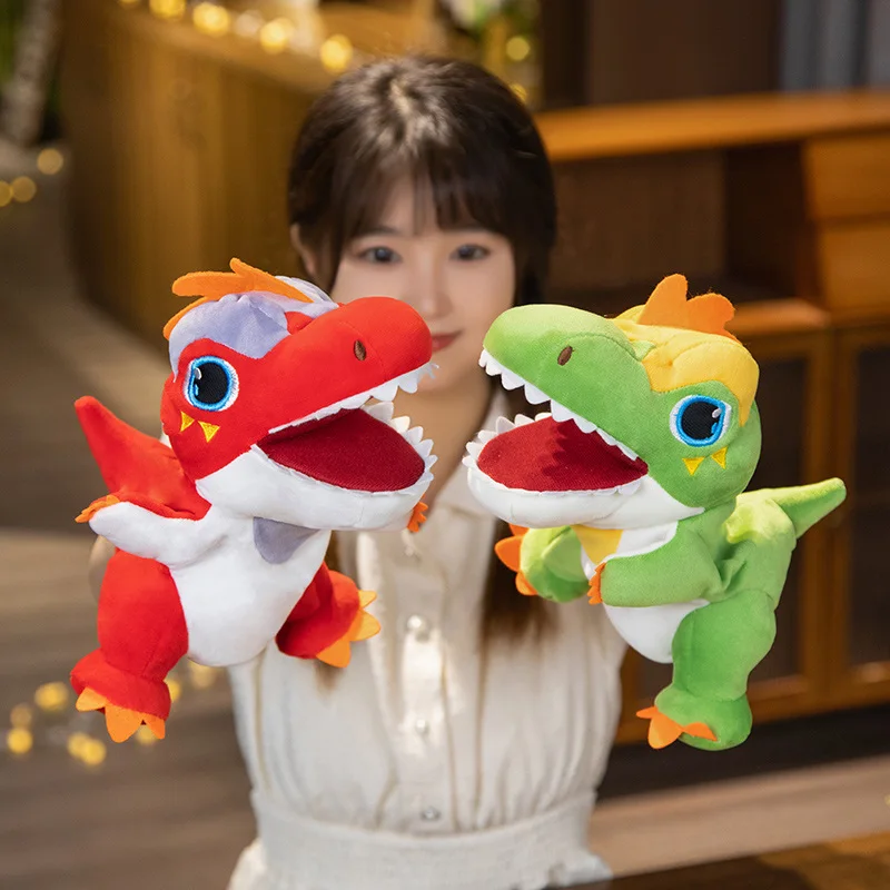 

Детский плюшевый динозавр, пальчиковая и ручная кукла, популярная активность, мальчик, девочка, ролевая игра, Спящая история, реквизит, 3D Животные, игрушка-кукла