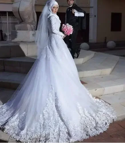 Белое мусульманское свадебное платье по индивидуальному заказу в Саудовской