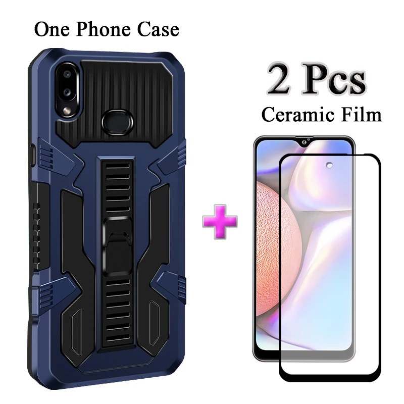 2 в 1 чехол для телефона Samsung Galaxy A10S жесткий Защитная камера с керамической пленкой