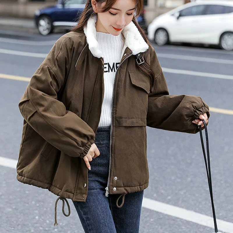 

Зимняя теплая куртка Rimocy с подкладкой из овечьей шерсти, женская уличная одежда, утепленное пальто с локомотивными лацканами, женское мотоциклетное пальто с длинным рукавом