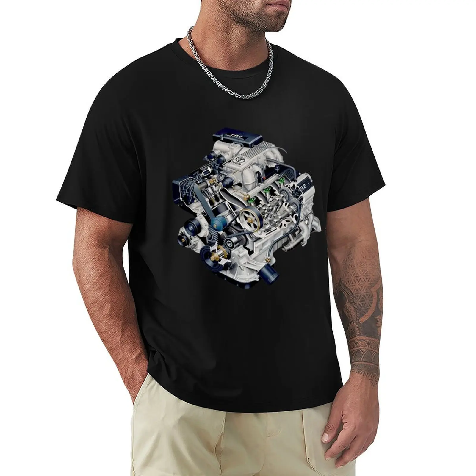 Фото 1UZ-FE Engine футболка винтажная одежда в стиле аниме черные футболки для мужчин №1