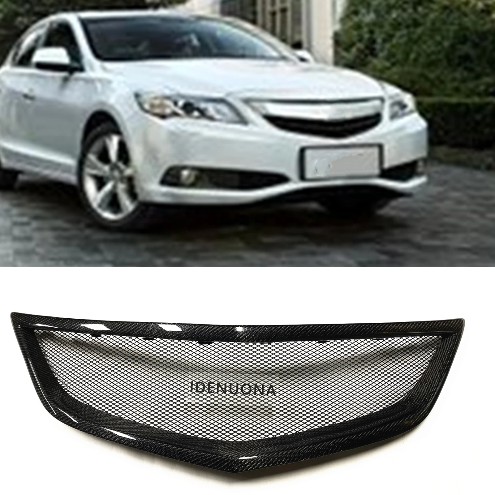 

Front Grille Racing Grills For Acura ILX 2013-2015 4 Door Carbon Fiber Honeycomb Style Car Upper Bumper Hood Vent Mesh Kit Grid