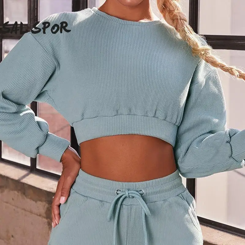 

SALSPOR Running Sweatshirt Women Sexy Casual Fashion Sports Fitness Long-Sleeved Running Sweater Cotton Ladies