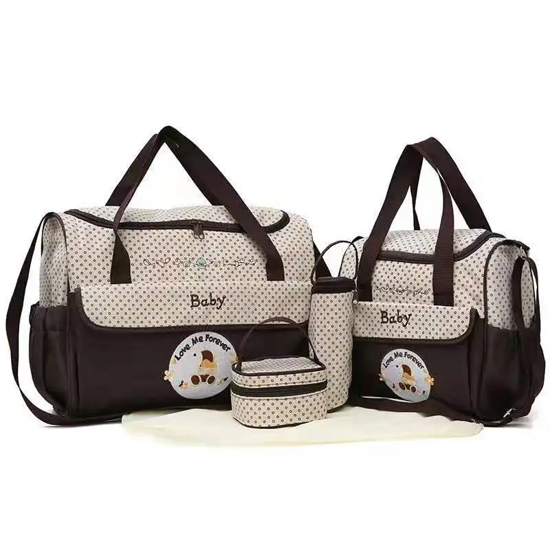 Diaper Bag Tote Baby Girl Boy Diaper Bag 1 - 5 PCS Large Travel Hospital Diaper Bag Set with Changing Pad Travel Mat Station