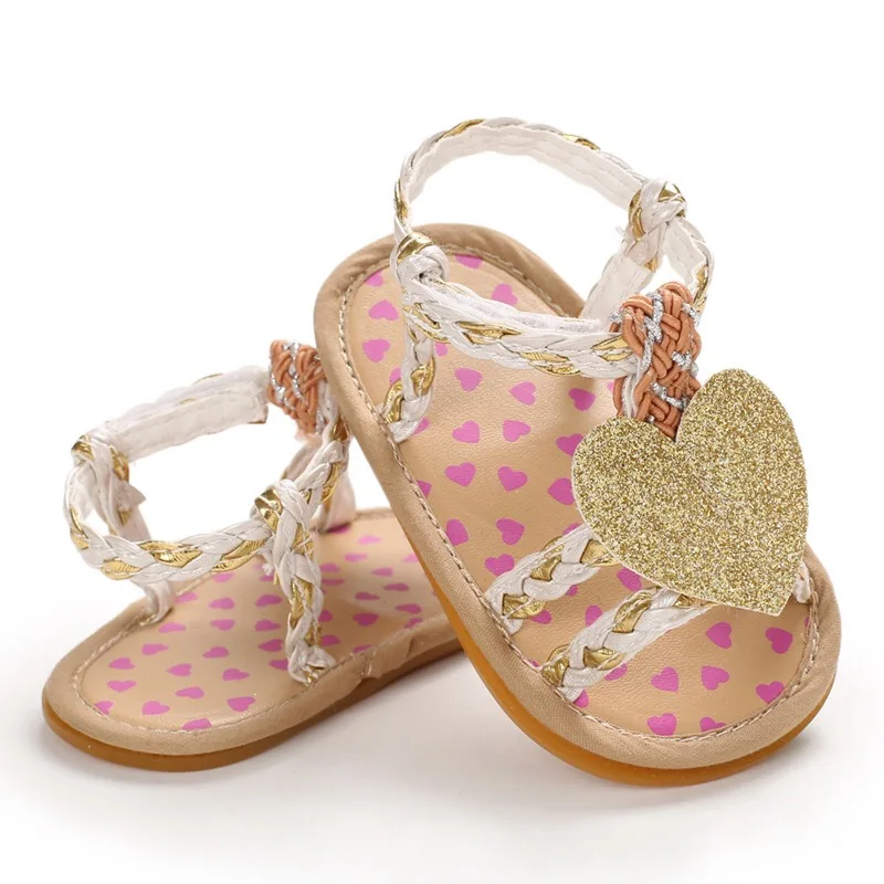

2022 Newborn Girl Summer Sandals Newborn Infant Girl Princess Weave Sandals Soft Sole Non-slip First Walkers Toddle Crib Walkers