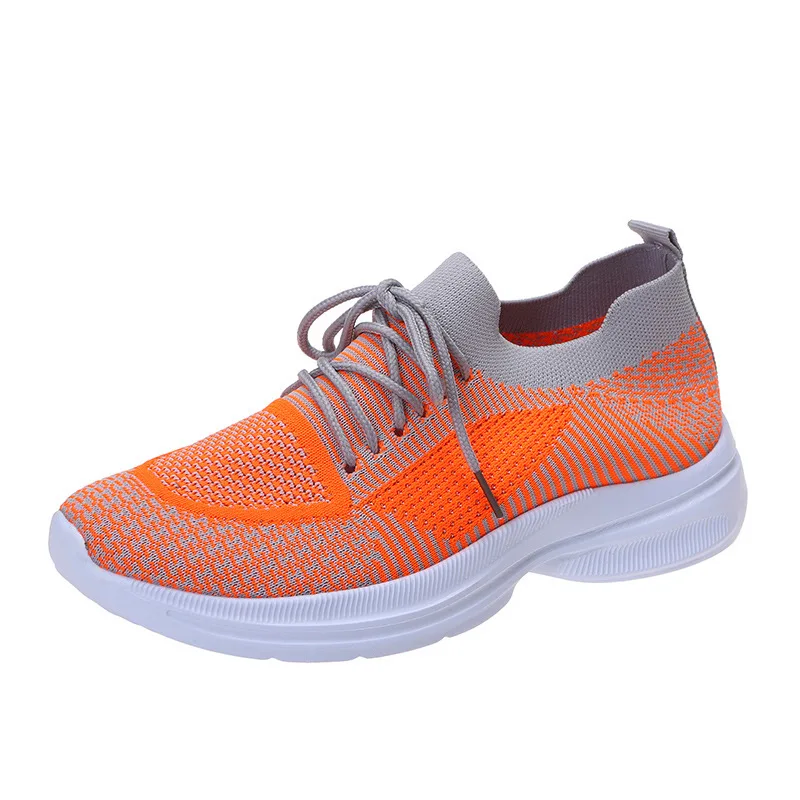 Women's Breathable Basketball Shoes 2022 New Mix Colors Stretch Fabric Ladies Lace-up Casual Shoes Running Sneakers Size 35-44