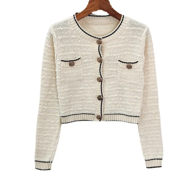 2024 весенне-осенний тонкий вязаный топ для похудения маленький размер кардиган с