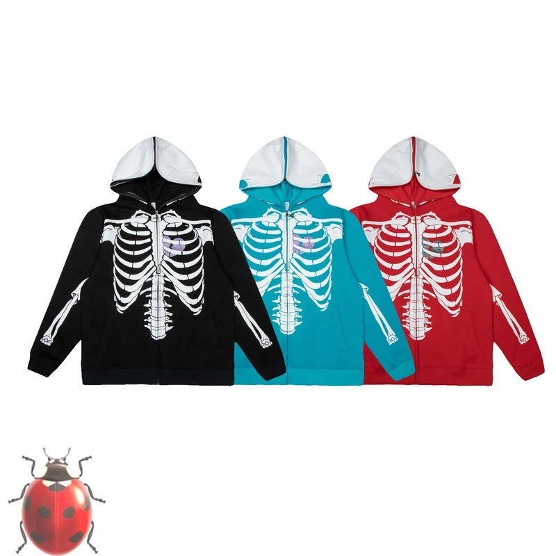 

Men Kapital Zipper Jacket Hoodie Oversize Skulls Skeleton Printed Pullover