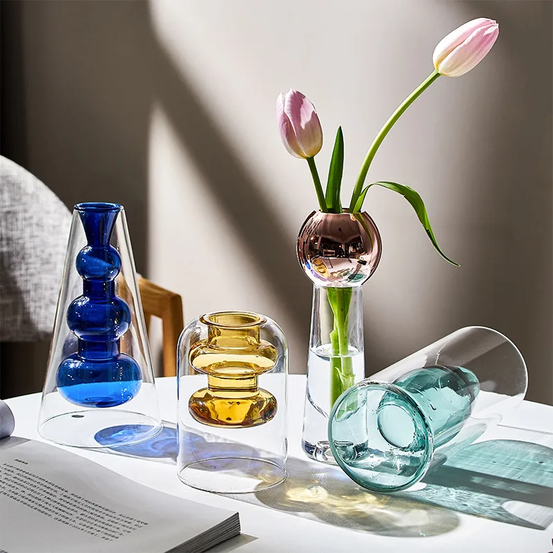 

Glass Vase Nordic Home Decoration Accessories Mushroom Vases For Flowers Vase Bag Glasstransparent Decorative Vase Room Decor