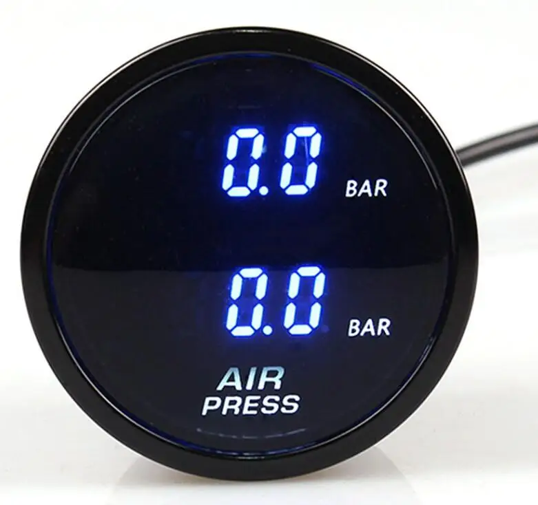 

HD 52 мм цифровой манометр с пневматической подвеской, бар 290 фунтов на квадратный дюйм, синий, красный светодиод с электронными датчиками 1/8 NPT, двойной манометр воздуха