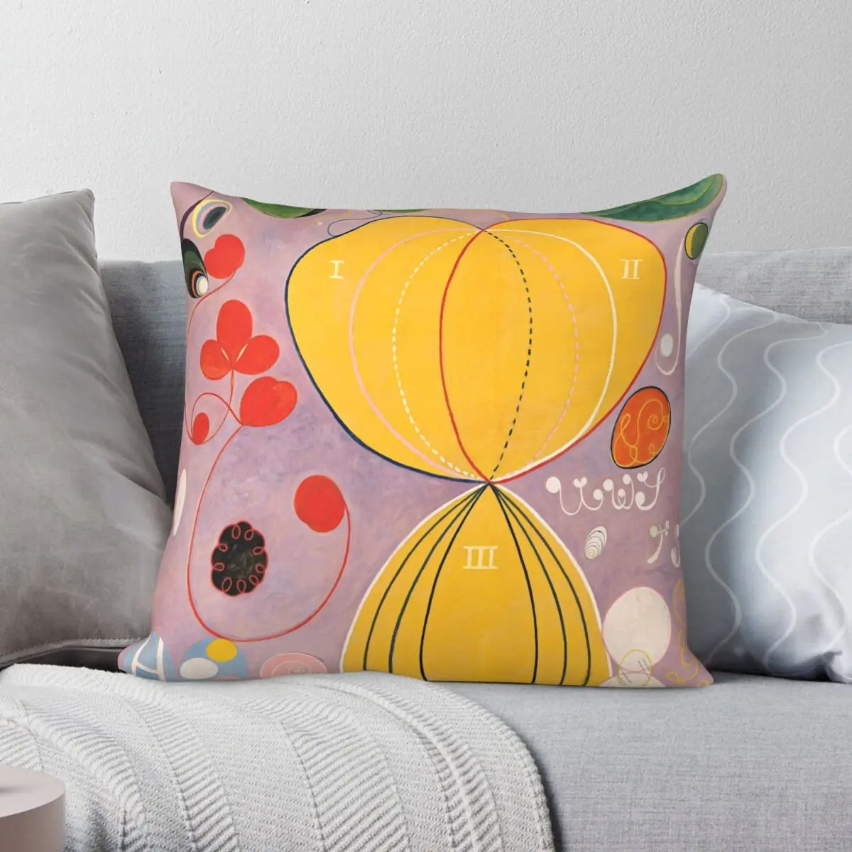 Квадратный чехол для подушки Hilma Af Klint полиэстеровый льняной бархатный с принтом