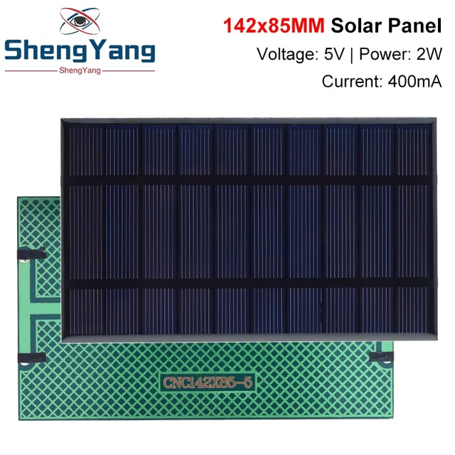 Smart Electronics 400mA 5V 2W Solar Cells Solar Panel Phone Charger Home Improvement 142mm*85mm Polycrystalline Silicon 1