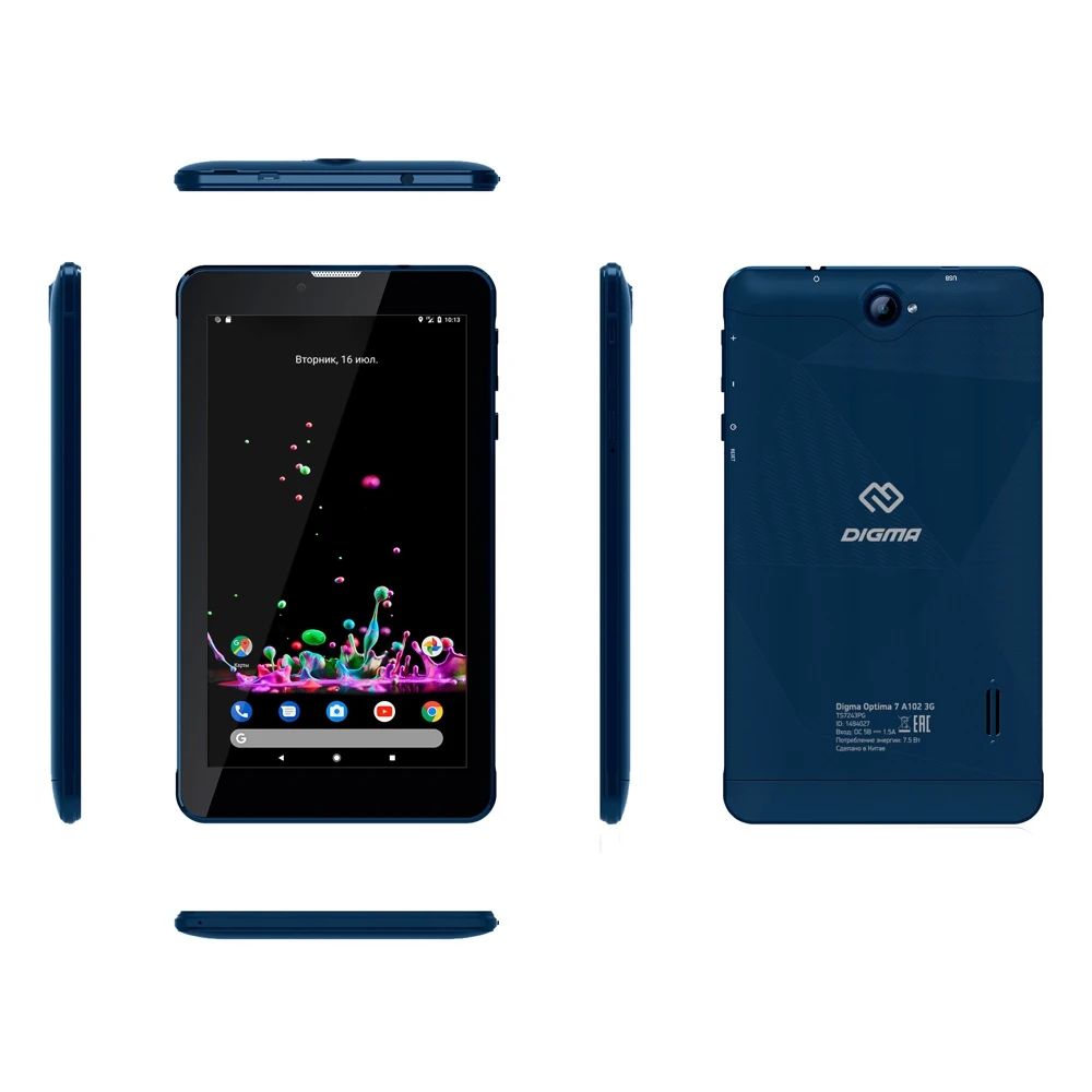 Планшет Digma Optima 7 A102 3G SC7731E 4C/1Gb/16Gb 7" IPS 1024x600/3G/And11.0Go/темно-синий/BT/GPS |