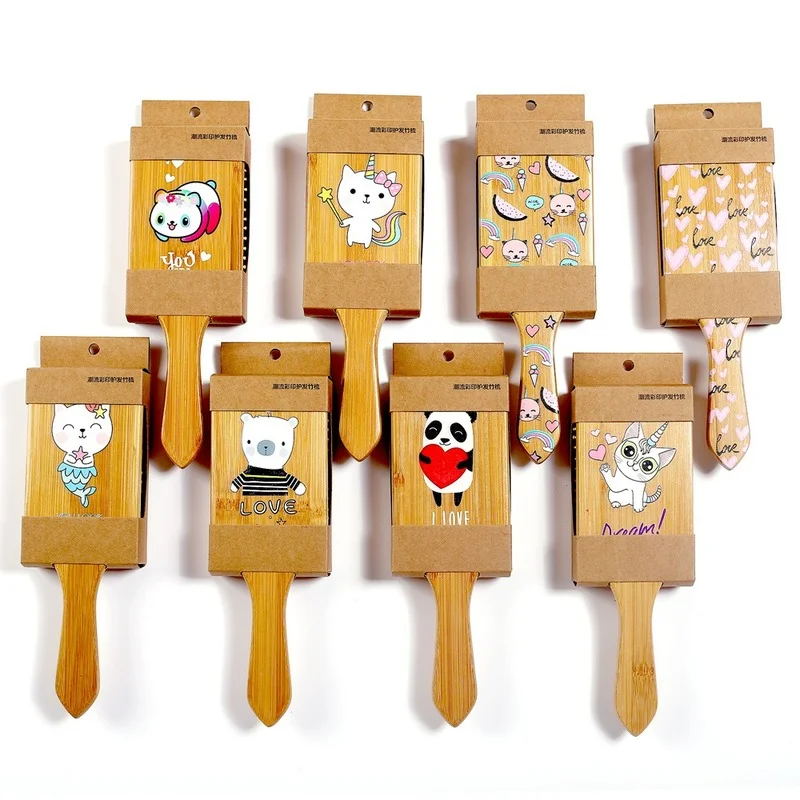 

Hair Comb Wood Cute Panda Cat Cartoon Airbag Massage Comb Solid Wood Cushion Anti-static Hair Brush Combs Detangling Hairbrush