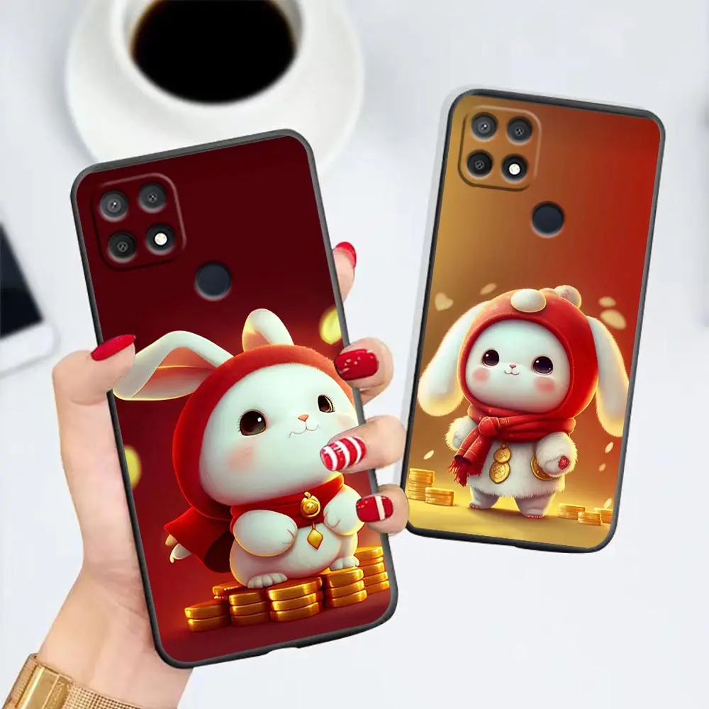 

Case For OPPO A94 A93 A92 A92S A91 A83 A79 A78 A77 A76 A74 A73 A71 4G 2020 2022 5G Case Capa Funda Cute Bunny Animation