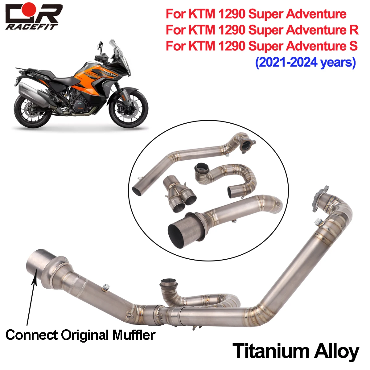Фото Надевается для KTM 1290 Super Adventure R S KTM 1290 ADV DUKE 2021-2024, выхлопная труба, передняя соединительная труба, оригинальный глушитель №1