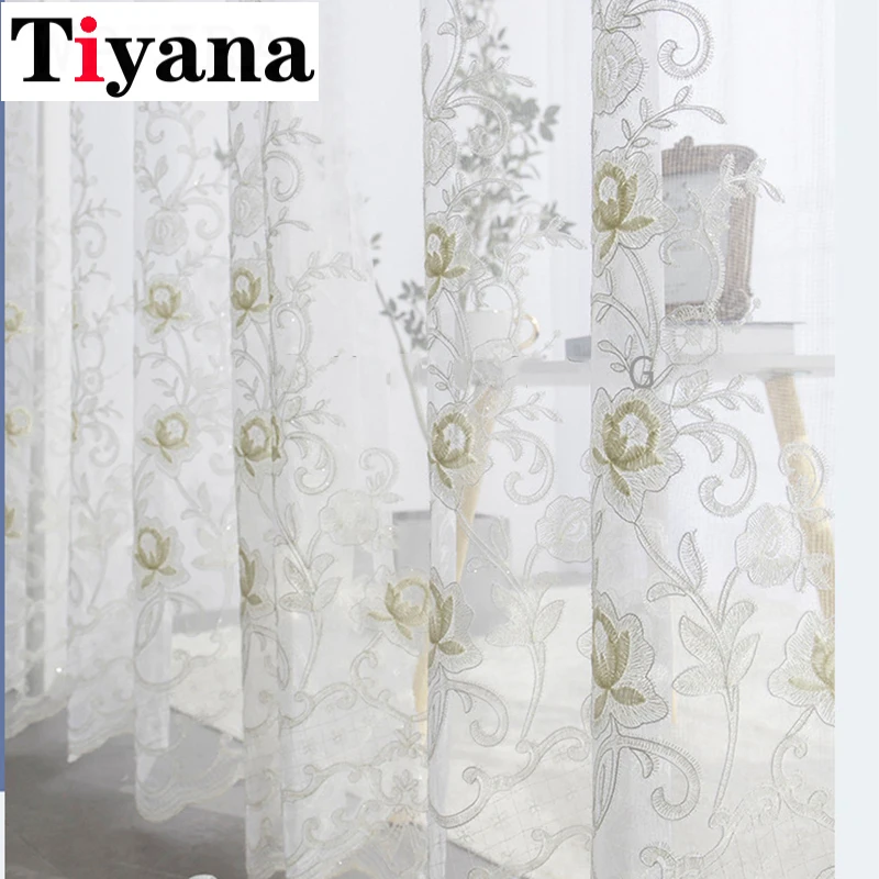 

Прозрачная Вуаль розы с цветочным рисунком, вышитые оконные драпировки для гостиной, спальни, кухни, свадебное украшение