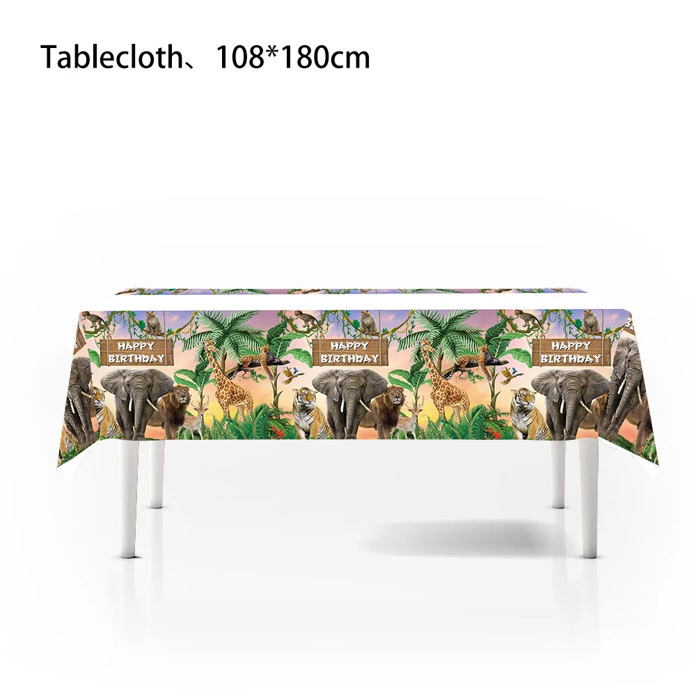 Украшения для дня рождения в виде животных джунглей одноразовая посуда предметы