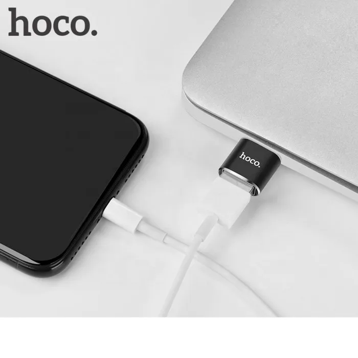 Адаптер Hoco UA5 Type-C - USB поддержка OTG металл черный |