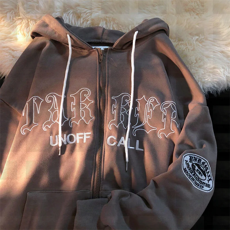 

Letter Embroidery Hoodies Women Harajuku Sweatshirts Vintage Hoodie Loose Casual Streetwear Women Long Sleeve Clothes Tops