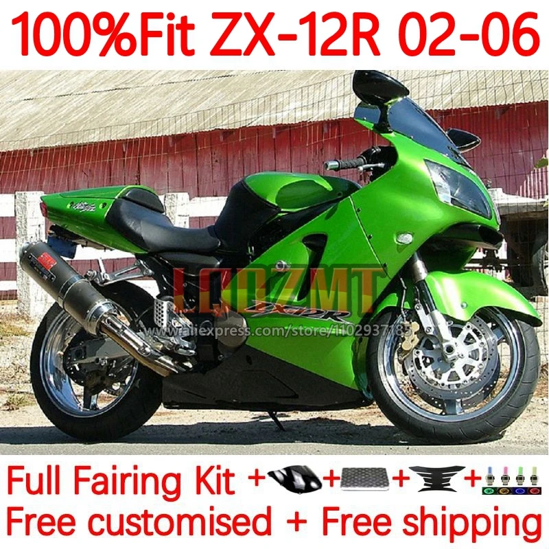 

Frame+Tank For KAWASAKI NINJA ZX 12R 1200CC ZX12R 2002 2003 2004 2005 2006 ZX-12R 02 03 04 05 06 OEM Fairing Hot Green 76No.29