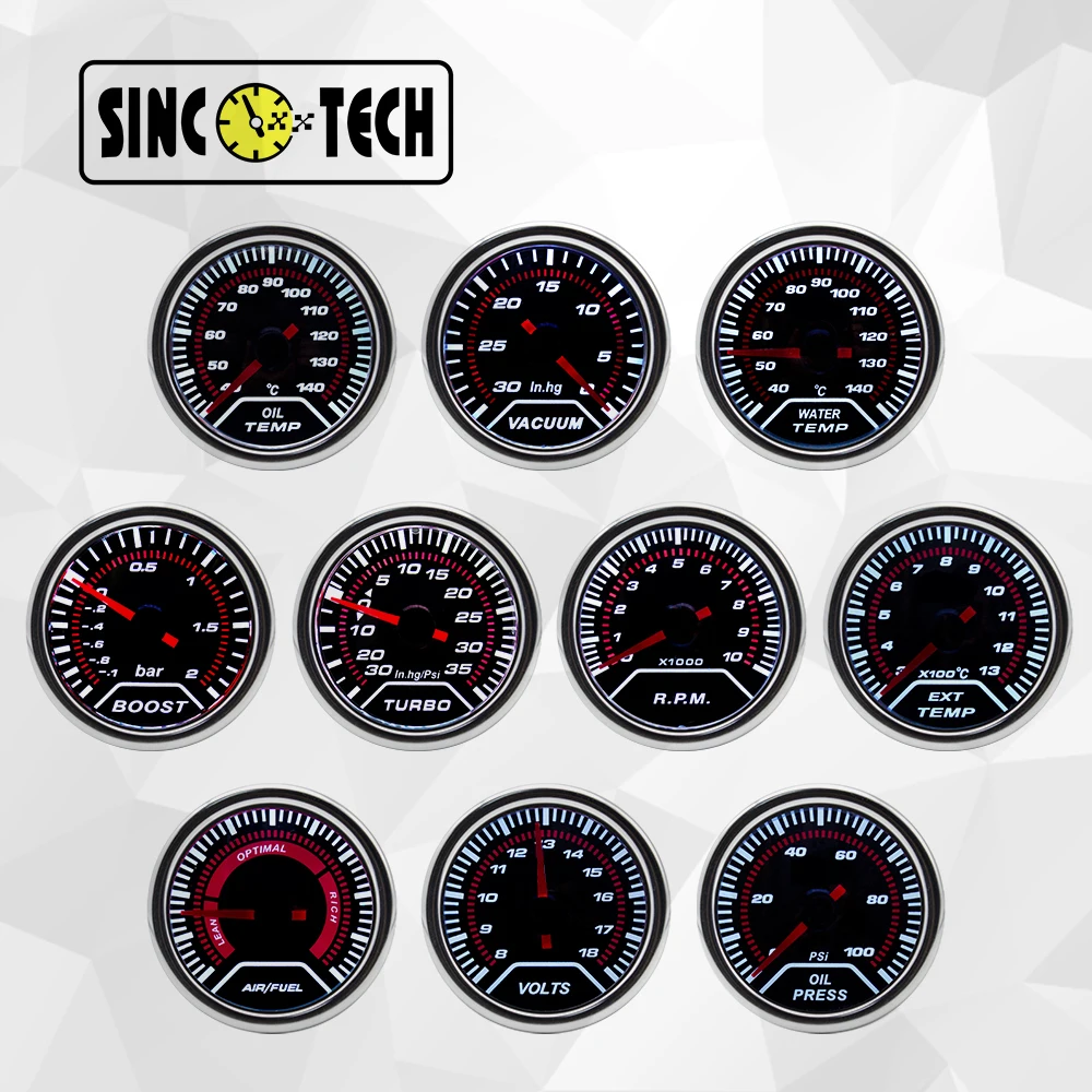 

Автомобильный измеритель серии SincoTech 614T, 52 мм, соотношение воздуха и топлива, воды, температуры, давления масла, измеритель напряжения