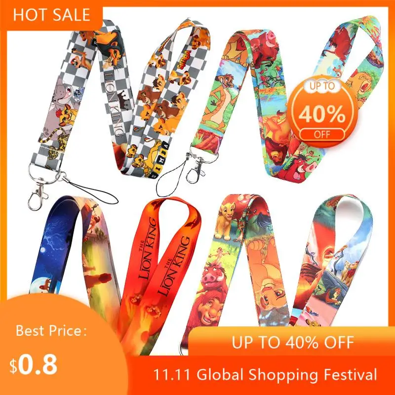 

Lion King Neck Keychain Necklace Webbings Ribbons Anime Cartoon Neck Strap Lanyard ID badge Holder Keychain Lanyards Gift