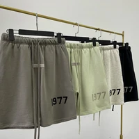 essentials sweatpants men women flocking logo high street hip hop fashion summer oversized 100 cotton sports shorts