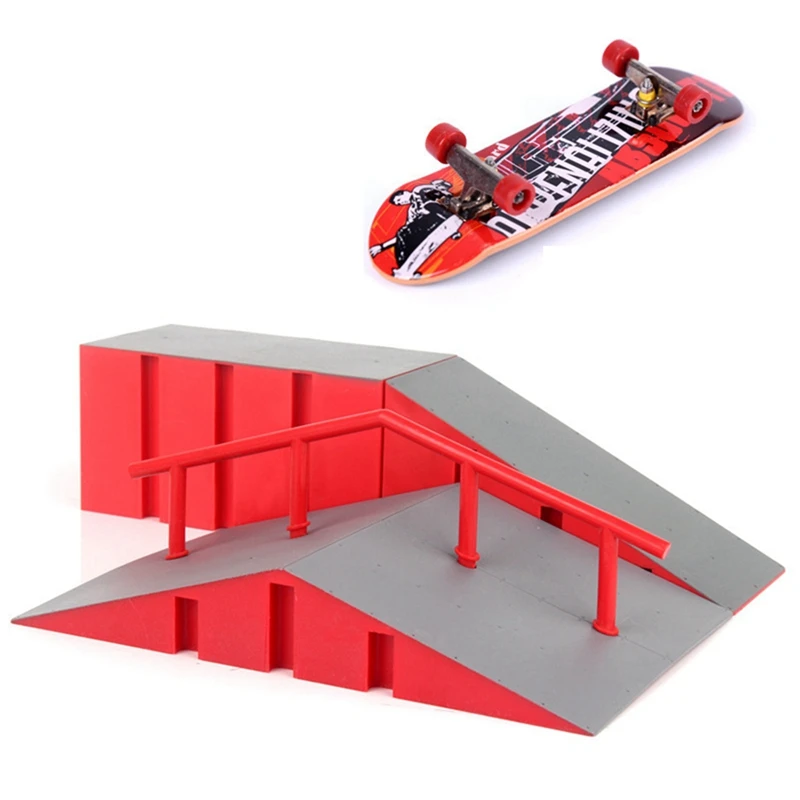 

Finger Skate Park Kit Ramp Parts with 1 Finger Skateboard Mini Scooter Scene for Finger Skateboard Training Prop